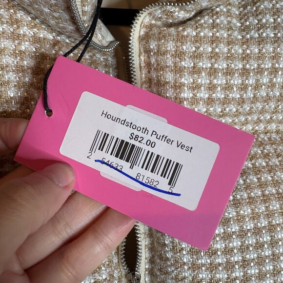 THML Tan Houndstooth Puffer Vest NWT - Picture 4 of 7